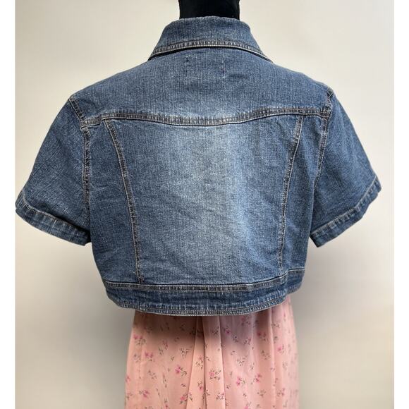 Y2K Vintage Paris Blues Womens Denim Jean Jacket 1X Cropped Short Sleeve Plus Sz - Picture 4 of 8